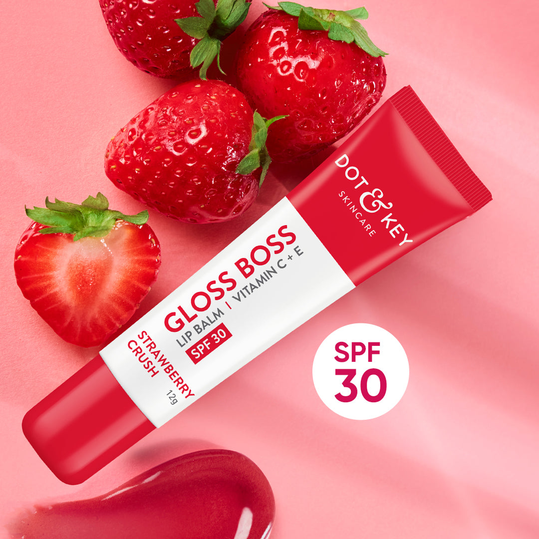 Dot&Key Strawberry Lip Balm with SPF 30 & Vitamin C + E (Tinted)