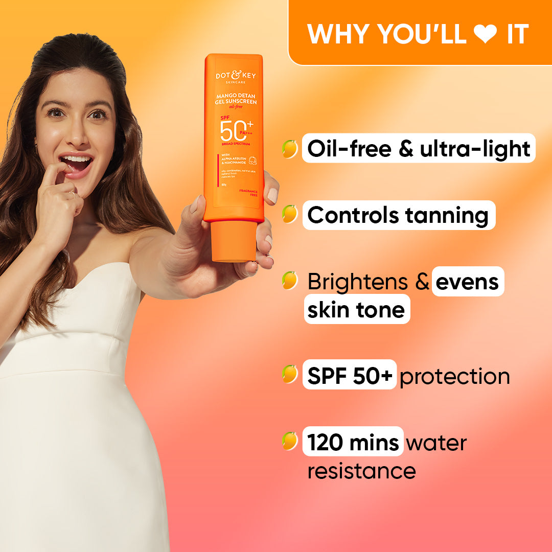 Mango + Detan Gel Sunscreen (Oil Free), SPF 50+ PA+++