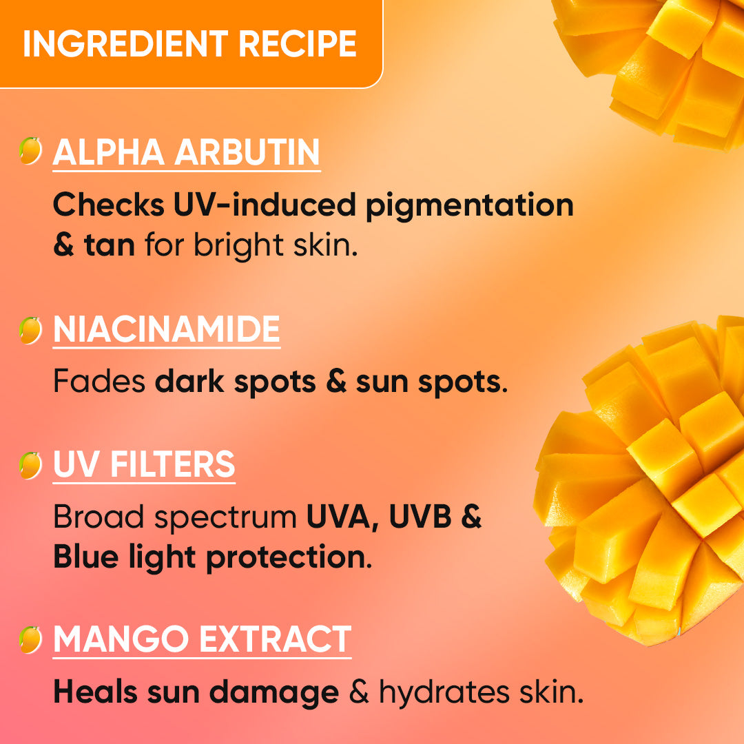 Mango + Detan Gel Sunscreen (Oil Free), SPF 50+ PA+++