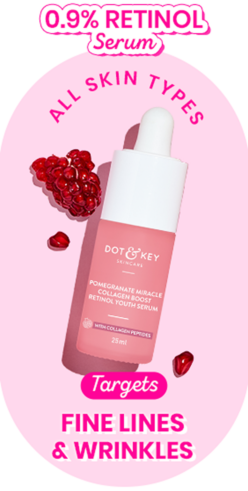 Pomegranate + 0.9% Retinol Serum for Fine Lines & Wrinkles